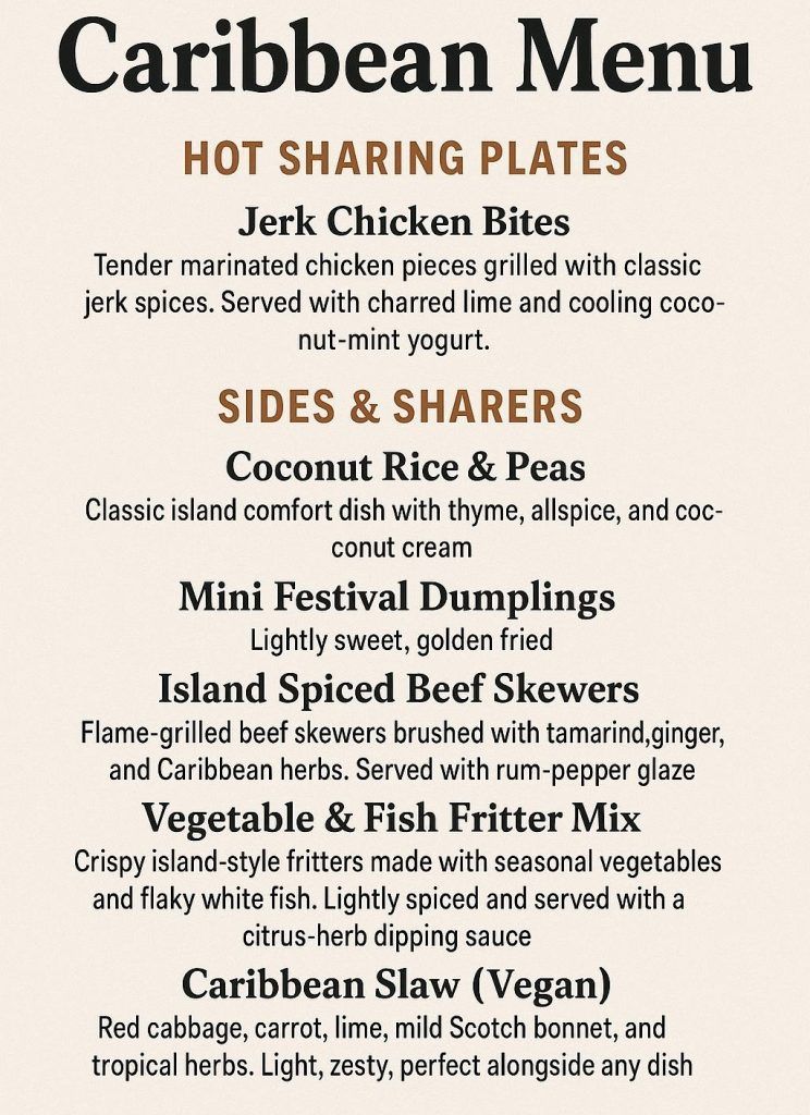 Caribbean Menu